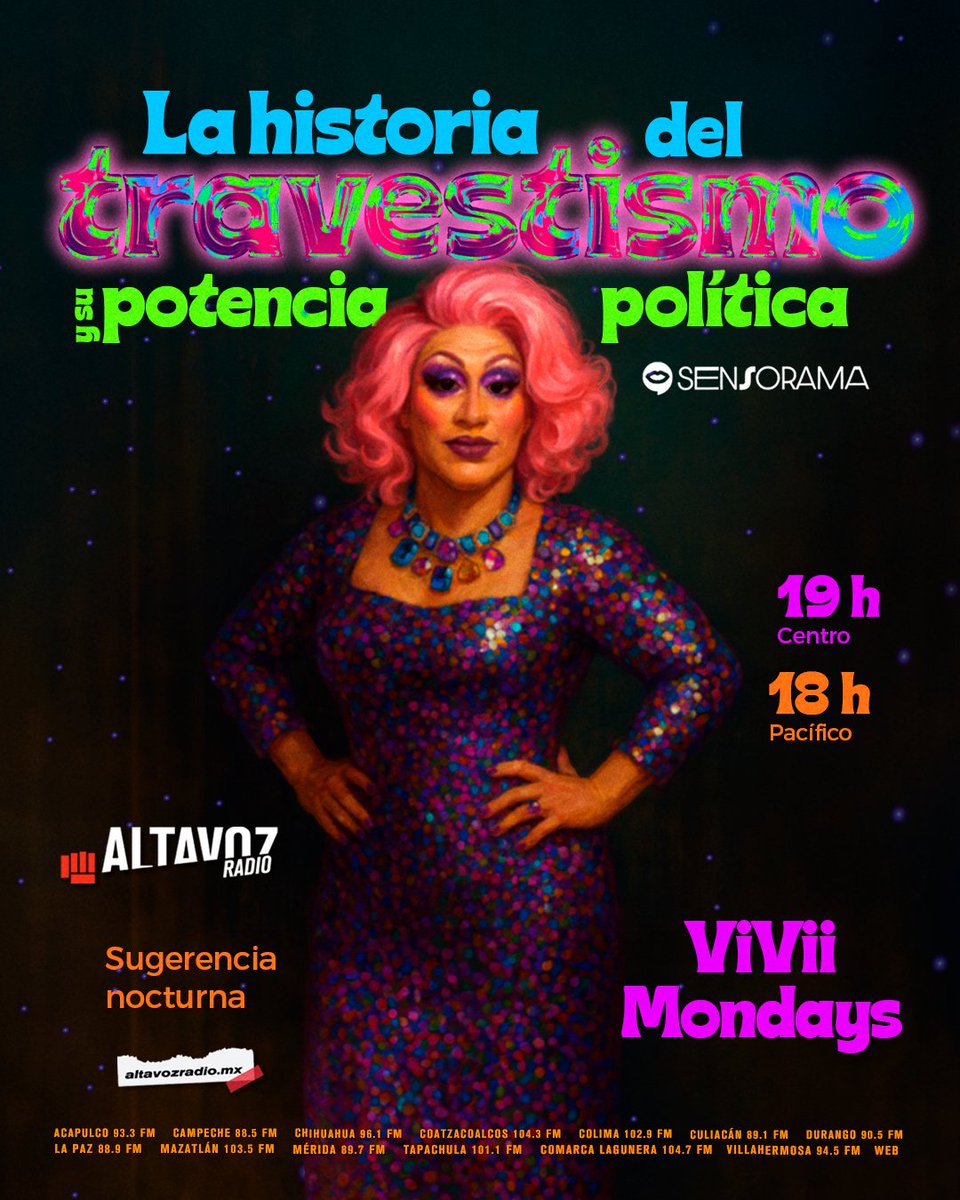 altavozmxradio's tweet image. 🔥 En #Sensorama conocerás cómo travestirse a lo largo de la historia es romper la norma, desafiar lo que dijeron que debía ser.

👉Es reclamar el derecho a existir sin permiso, con brillo, con voz y con orgullo. 🌈

📲 Conoce más en: altavozradio.mx
🗓️ De lunes a viernes…