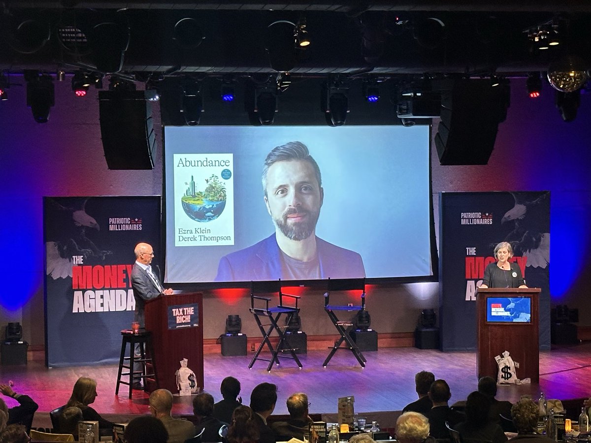 daveweigel's tweet image. At a Patriotic Millionaires event, beginning with the traditional Two Minutes Hate for the left’s greatest enemy.