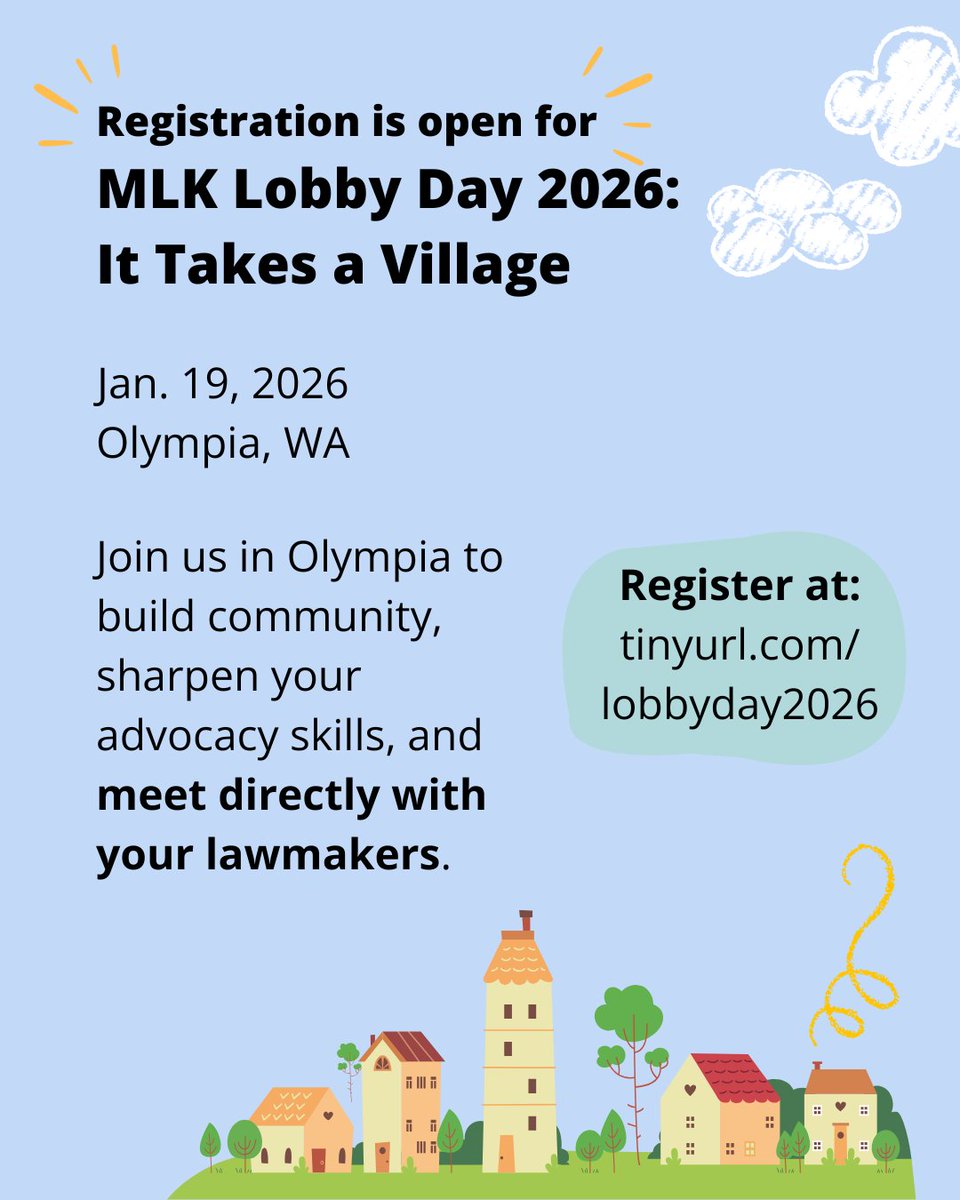povertyactionwa's tweet photo. It's time! Registration has now opened for our 2026 MLK Lobby Day: It Takes a Village. Join us in Olympia on Jan. 19 to meet with your lawmakers about the issues that matter to you. Sign up now at https://t.co/K5ar0pu29S https://t.co/AisCRvMNMb