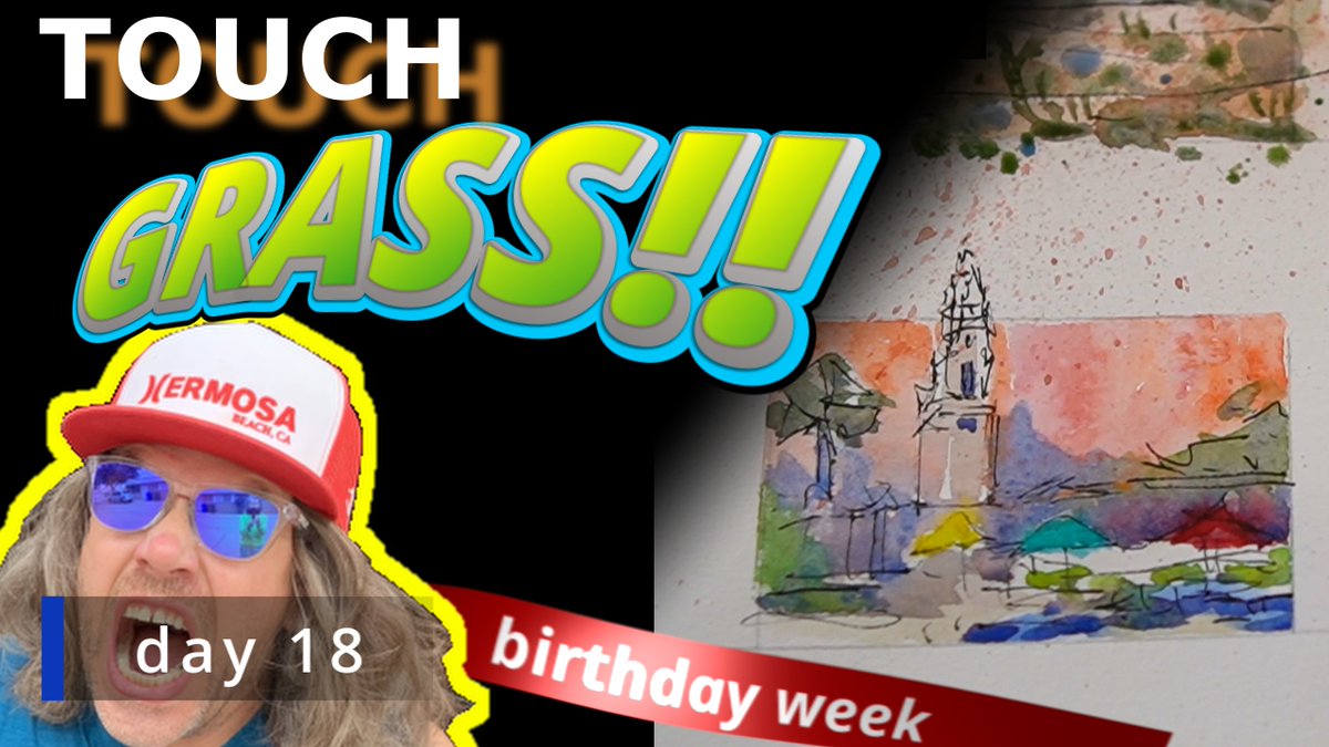 touch grass day 18 balboa thumbs youtu.be/_bQ_fXEKeZc?si… 

It's still raining so we head to Balboa park to finish our page of thumbnails. It's birthday week, we will do a fun birthday stream on the Saturday live! LFG