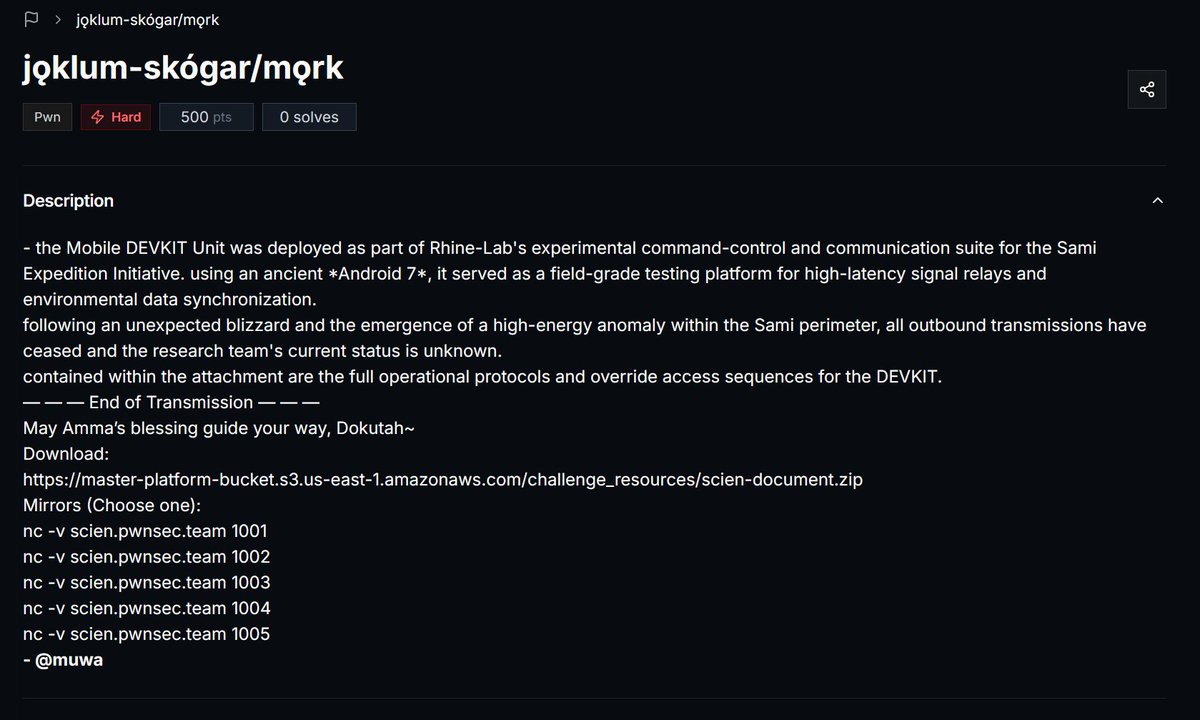mk3uswh0l3's tweet image. My Android Kernel chall still has 0 solves 👀
although PwnSec CTF 2025 is already over but the organizer extended my chall for 1 more week!

There’s still a $50 bounty for the best write-up &amp;amp; solve for pwn/jǫklum-skógar/mǫrk!

Come get the first blood &amp;amp; win the bounty 🥳🔥

#CTF