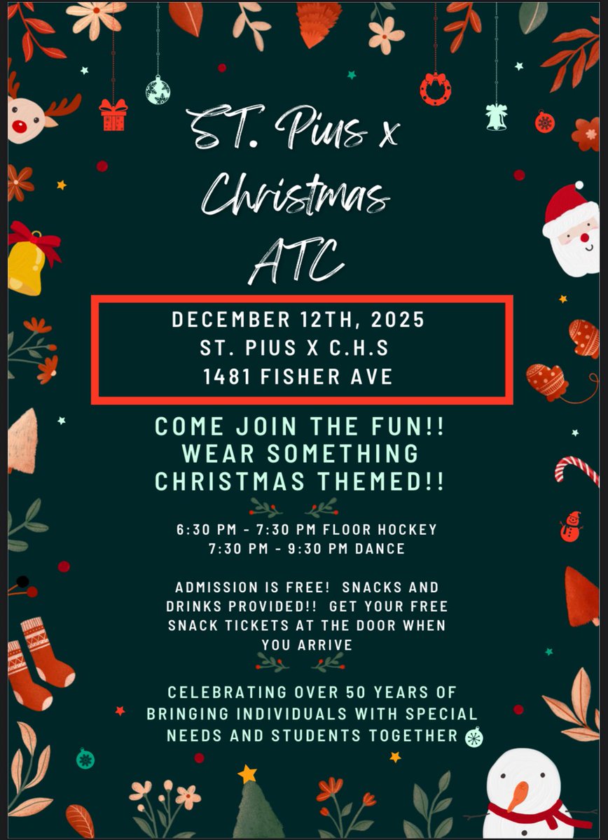 🎄✨ Save the date! ✨🎄
Nothing gets you into the Christmas spirit like the ATC Christmas Dance!
Friday, December 12th
<a href="/StPiusXOCSB/">St. Pius X High School</a>
Don’t miss out on the fun!  <a href="/CapoOttawa/">Philip Capobianco</a>