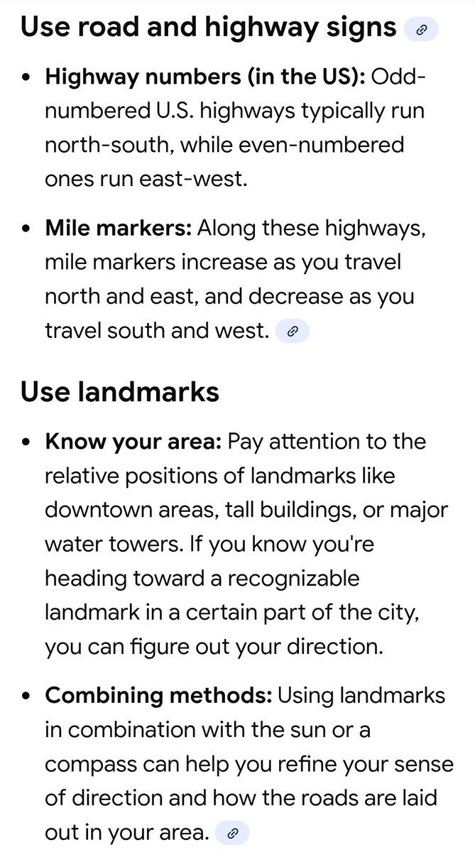MissSassbox's tweet image. geriatric millennial here:

when my dad taught me to drive, he was FANATICAL about me knowing about sense of direction, understanding what road signs/route numbers/suffixes meant. 

refreshing on how to read a map or memorizing how to decode signs, will VASTLY improve what you…