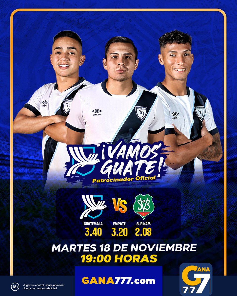 gana777gt's tweet image. Vamos Guate 🇬🇹

La Selección Nacional cierra las eliminatorias en casa recibiendo a Surinam en el Trébol.

Realiza tu pronostico ingresando a: gana777.live/GuateSurinamJ6

Operador autorizado por Lotería del Niño #ElPronósticoOficialdelosFanáticosdelDeporte #FPG
