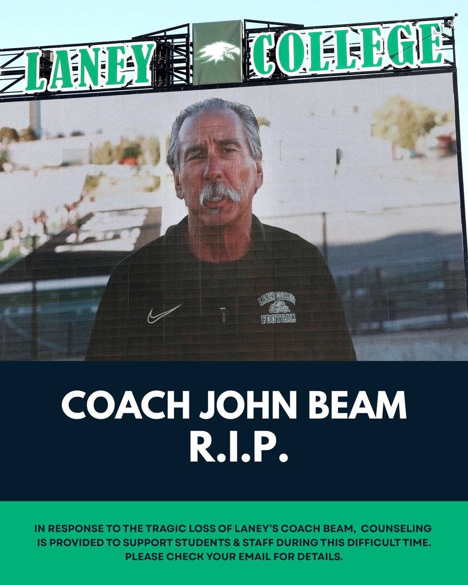 In response to the tragic loss of <a href="/Laney_College/">Laney College</a>'s Coach Beam, counseling is provided to support students &amp; staff during this difficult time - Please check your email for details.