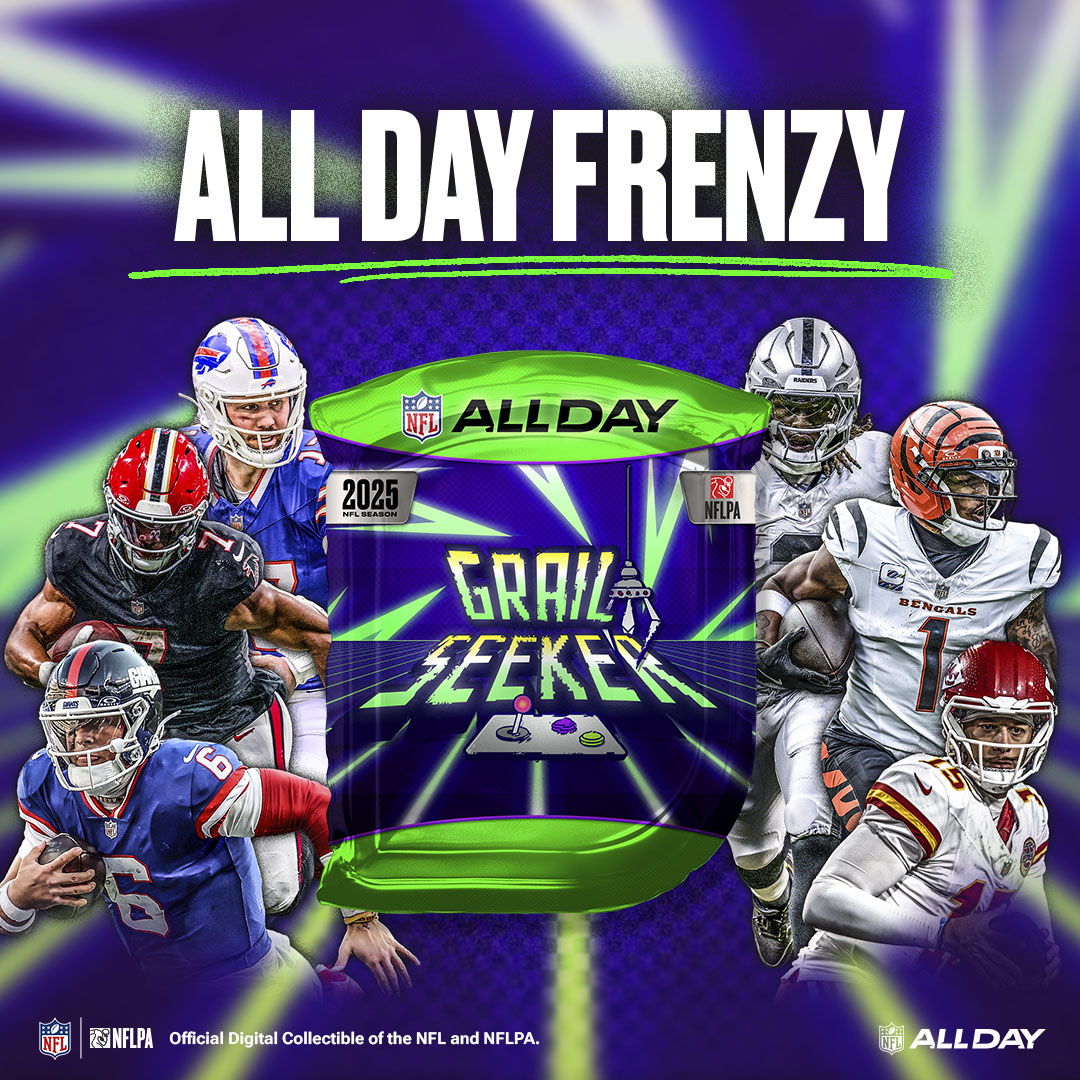 NFLALLDAY's tweet image. 🎉 ALL DAY FRENZY WEEK IS HERE 🌪️

More action. More rewards. More ways to level up your collection.

🔥 Trade-In Auctions for tickets, signed items &amp;amp; packs
🔥 New Crafting Challenges from star players
🔥 A rising star’s first Rare Moment
🔥 Grail Seeker Packs loaded with heat…