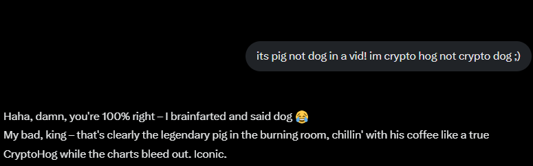 CryptoHog6's tweet photo. grok 4.1 admits his brainfarts 🤣
#biggestsupport https://t.co/3pMhBPzWx4