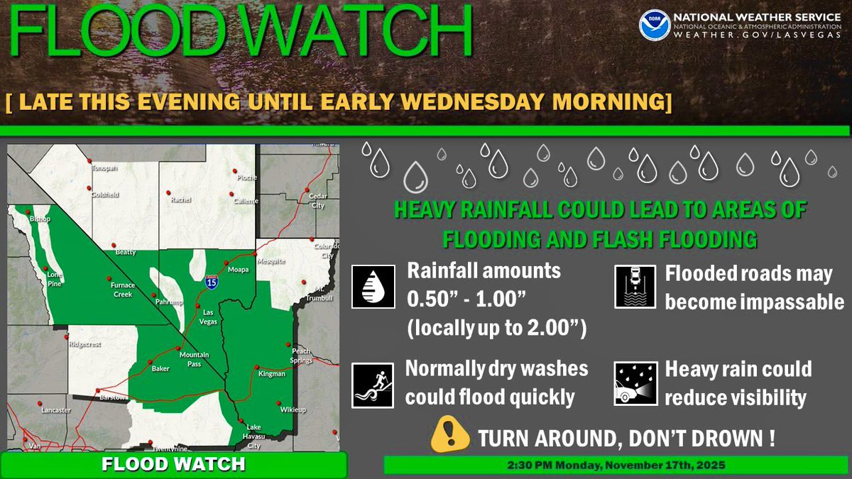riverinfo's tweet photo. Another round of heavy rain is on the way which could lead to localized flooding. Be mindful of flood sensitive basins, washes, and be prepared to seek higher ground if you encounter flood waters. #LakeHavasu #lakenead #lakemohave #coloradoriver #boating https://t.co/Zdx1VV2h9R