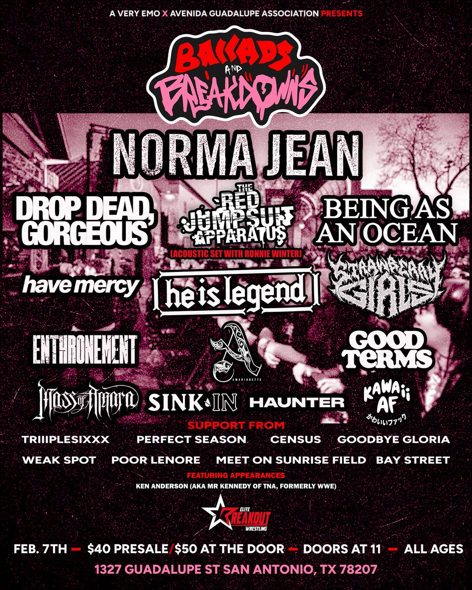 hey friends! we’ll be playing Ballads &amp; Breakdowns Fest in San Antonio, TX on Feb 7th 🤘❤️‍🔥 tickets on sale now