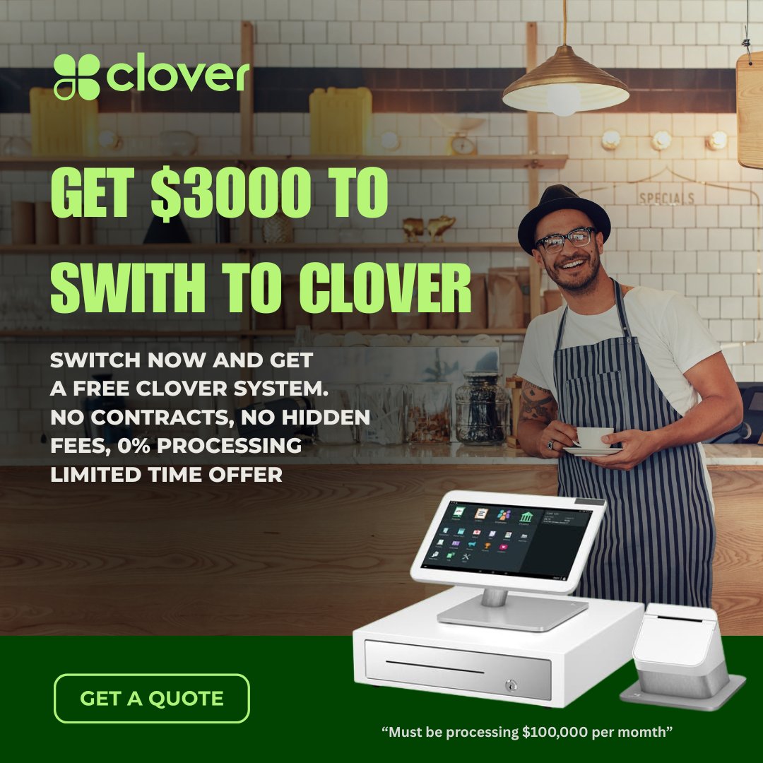 ThePOSExchange's tweet image. Square: 2.6% + hidden fees. Toast: locked-in contracts. POS Exchange: FREE Clover, 0% processing, and cancel-anytime flexibility. You choose.
#Clover #FreeClover #POSsolutions #Square #Toast