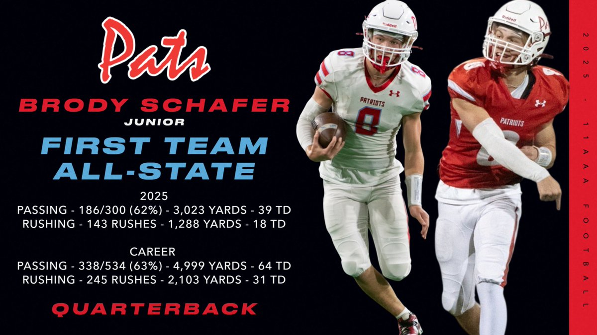 2025 11AAA All State Quarterback - Brody Schafer #GoPats