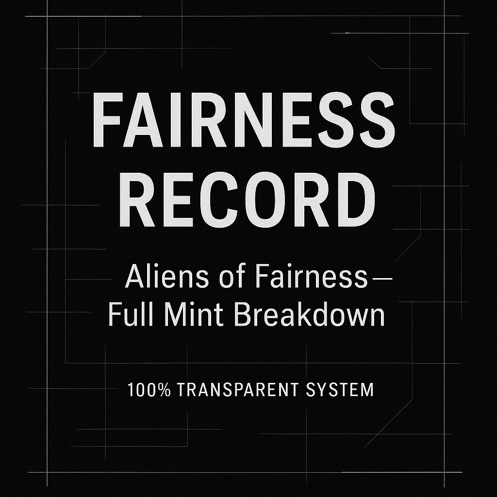 TheAliensBTC's tweet image. ✦ Aliens of Fairness - Full Transparency Mint Report ✦

Here is the complete description of how our free Uncommon Alpha mint was executed - 100% transparent, 0 hidden WLs, 0 exceptions.
We refuse to play the usual collab-manager game.

⸻

1. How projects were selected

We…