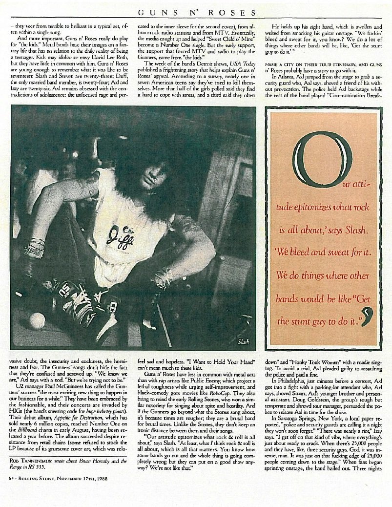 Today In Rock history: Guns N' Roses on the cover of Rolling Stone magazine. November 17, 1988

Photos taken by Timothy White in Secaucus, New Jersey.
(1/2)
