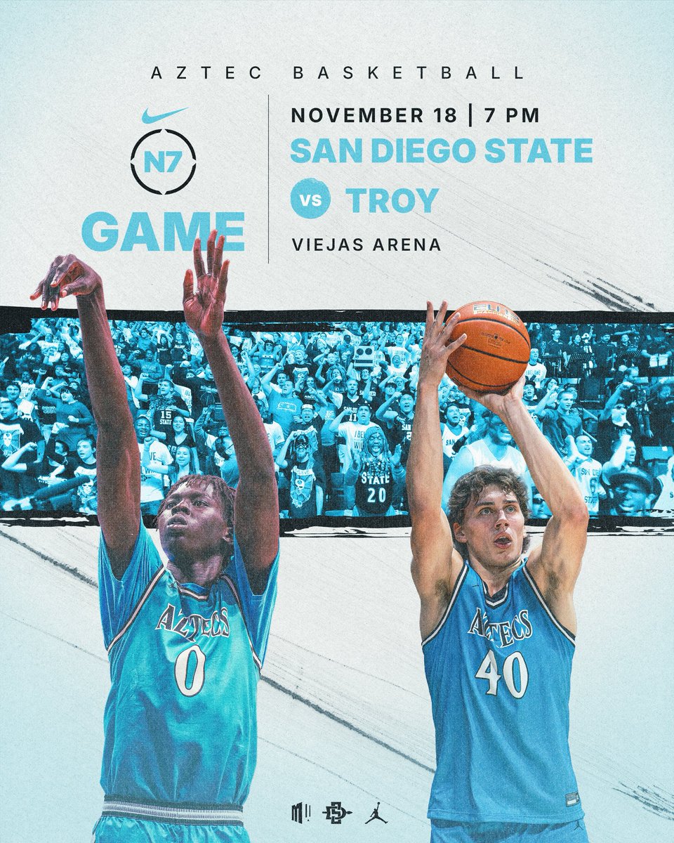Aztec_MBB's tweet image. Tomorrow is our annual @NikeN7 game, celebrating Native American Heritage Month! Following the game, SDSU’s turquoise jerseys will be auctioned off at Auction.GoAztecs.com.
🎟️ GoAztecs.com