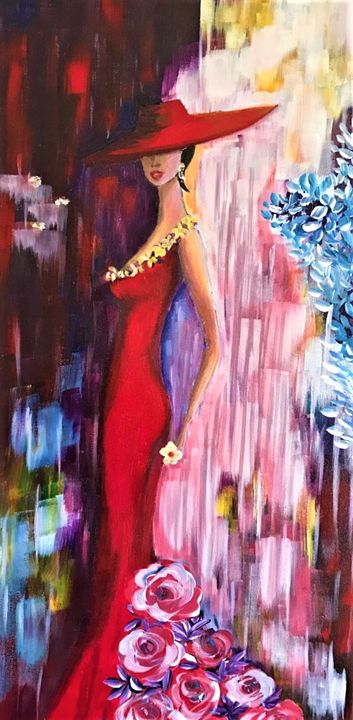 AngelaAlecArts's tweet image. Art of the Day! &quot;Lady in Red&quot;. Buy at: ArtPal.com/angelika65?i=1…