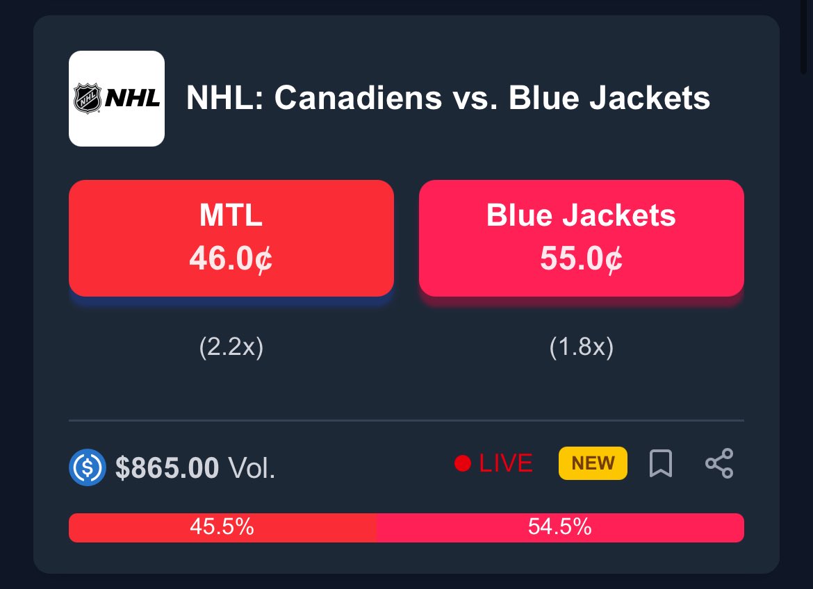 PredictBase's tweet image. 🏒 Exciting @NHL games tonight! 

🔥 Trade them live on @PredictBase — improved liquidity, gas-free trades, and a real-time orderbook.

👉 Try it now predictbase.app