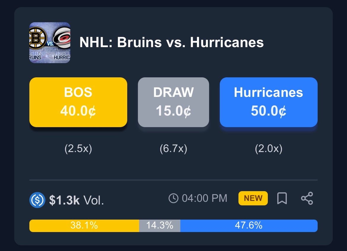 PredictBase's tweet image. 🏒 Exciting @NHL games tonight! 

🔥 Trade them live on @PredictBase — improved liquidity, gas-free trades, and a real-time orderbook.

👉 Try it now predictbase.app