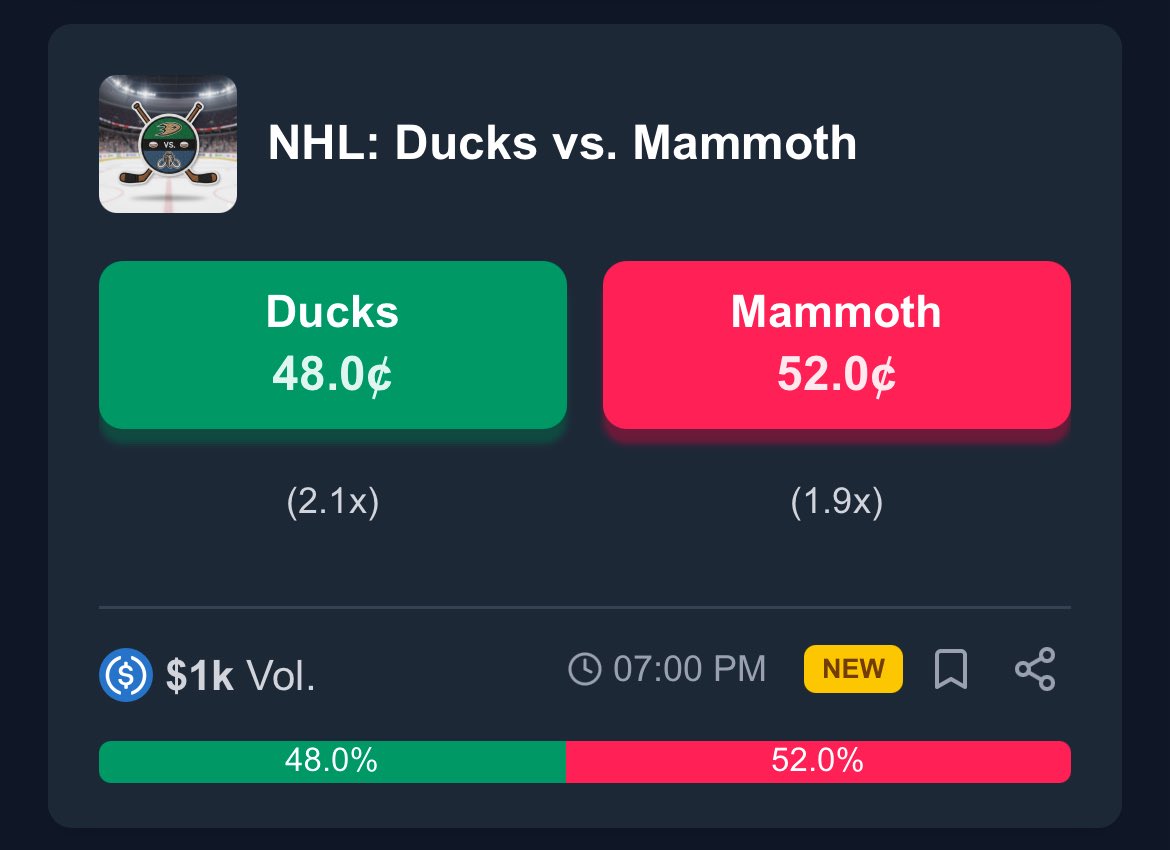 PredictBase's tweet image. 🏒 Exciting @NHL games tonight! 

🔥 Trade them live on @PredictBase — improved liquidity, gas-free trades, and a real-time orderbook.

👉 Try it now predictbase.app