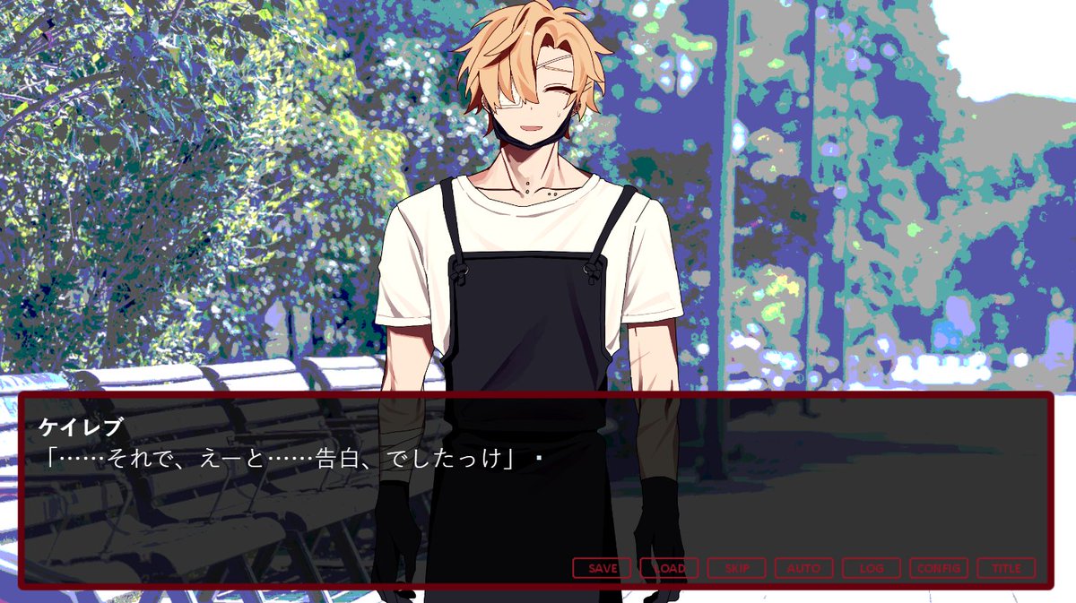 stylishtrash's tweet image. 【🥩DevourMyLove ver1.0.0リリース🥩】
デカくて怖くて優しい肉屋のお兄さんに告白して振られ、それでも告白し続けて、彼のことをもっと知ろう、という恋愛ホラーアドベンチャーゲームです。 
・主人公は名前と一人称変更できます。性別描写なし。
・プレイ時間約9時間（全ルート回収）です。