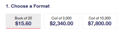 looking at buying some stamps
was not prepared for these options