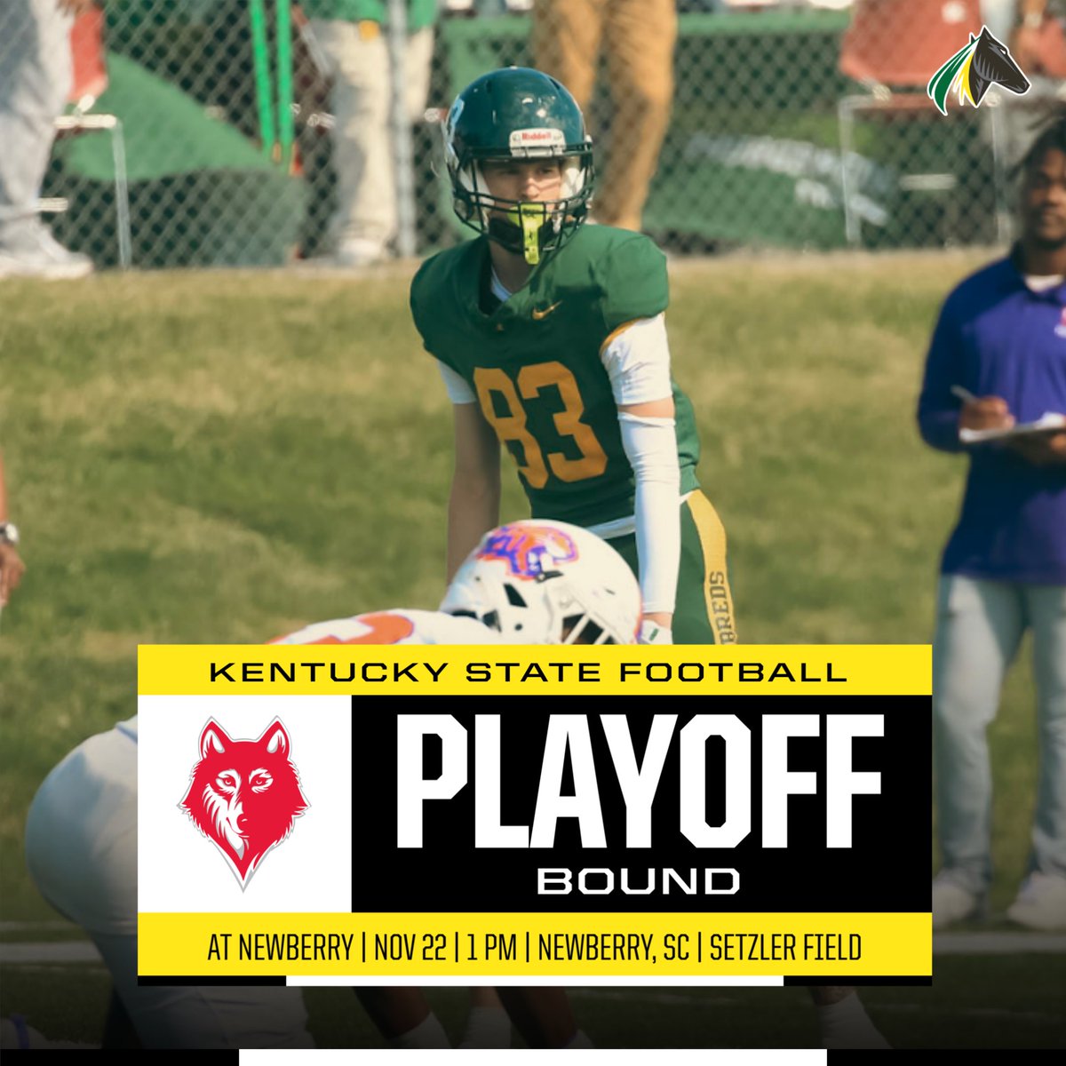 FB | PLAYOFF BOUND!

Kentucky State Football is officially headed to the postseason for the first time in program history. The Thorobreds travel to Newberry, S.C., to face Newberry this Saturday, Nov. 20, at 1 p.m. as they open their NCAA Division II Playoff run.

#KSUFB