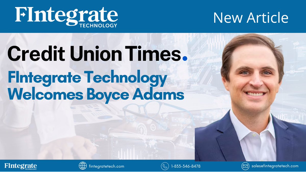 FintegrateT's tweet image. We're excited to share that Boyce Adams was featured in @CU_Times' "People on the Move" column! Check out his feature, here: hubs.ly/Q03TGp1_0

#FintegrateTech #Leadership #CreditUnionTimes #FinancialServices