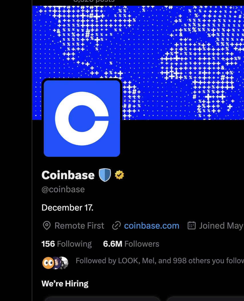 Coinbase @coinbase says December 17