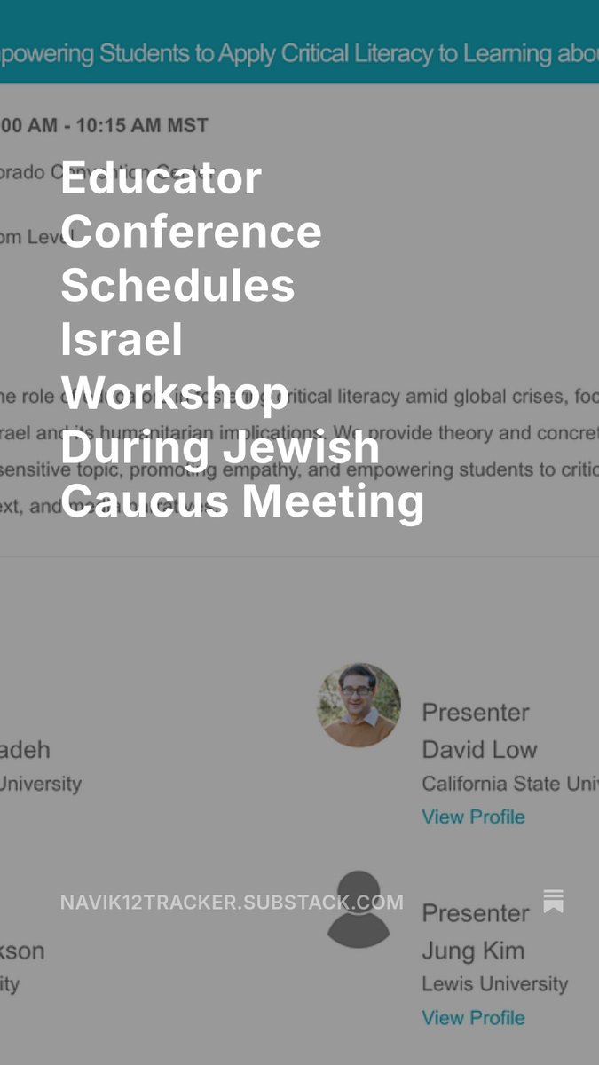 Educator Conference Schedules Israel Workshop During Jewish Caucus Meeting 

open.substack.com/pub/navik12tra…