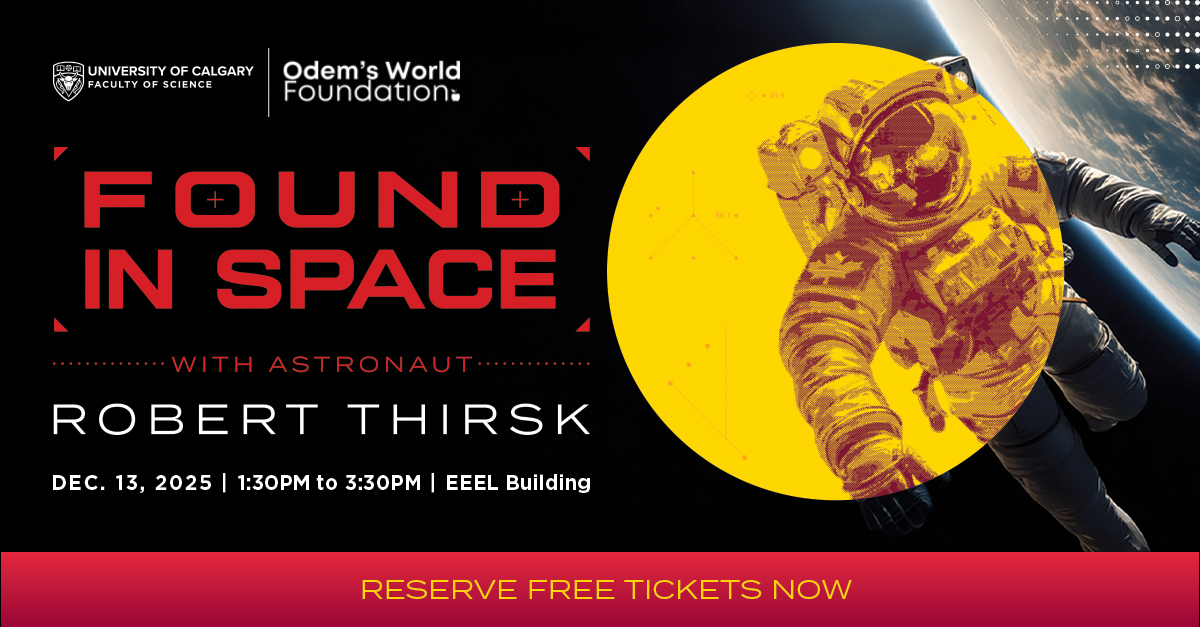 ucalgaryscience's tweet image. Found in Space is a free event exploring how space connects to life on Earth.

Join astronaut Dr. Robert Thirsk and space scientist Dr. Emma Spanswick on Saturday, Dec. 13 for a series of TEDx-style talks that will ignite your imagination.

Register here: bit.ly/49NSVNt