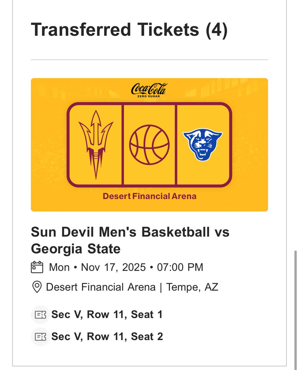 I’ve got 4 FREE lower bowl tix tonight for ASU’s game versus Georgia State!! 

All that I ask is you are loud for our goat PIG GLIZZY‼️ #ForksUp🔱 <a href="/ChrisKarpman/">Chris Karpman</a> <a href="/K_Dodd3/">Kyle Dodd (KD)</a> <a href="/DevilsDigest/">DevilsDigest.com</a> <a href="/JoeHealey42/">Joe Healey</a>