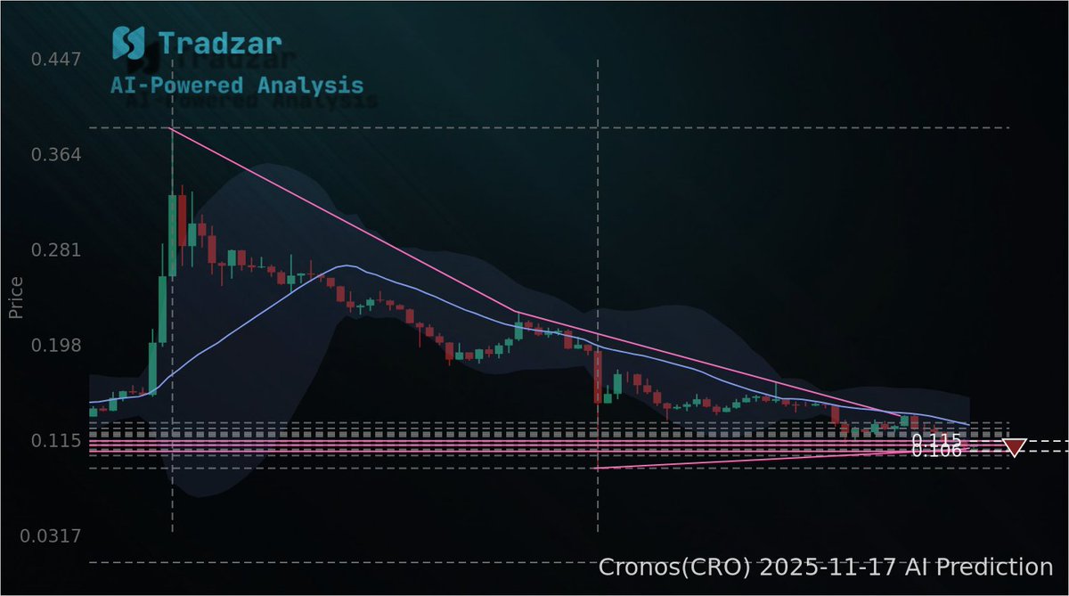 CRO: Sell the bounce — fade rallies into 0.1148–0.1165. Target ~0.106, stop ~0.121. Downtrend intact; price on daily pivot with a likely short-lived relief pop.
#Cronos #CRO #Prediction

🔗 tradzar.com/analysis/crypt…