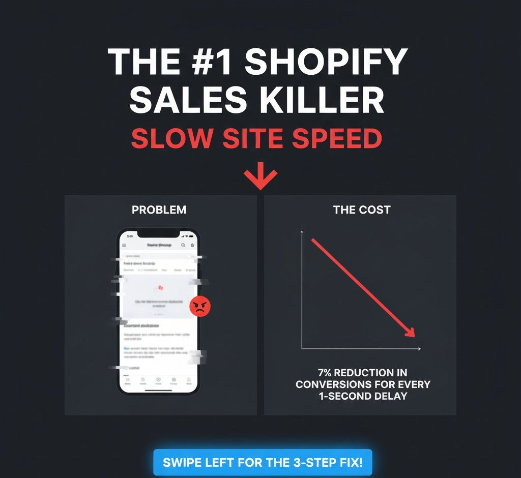 OLAWALE19732463's tweet image. ⚠️ Your Shopify Store Is Losing 7% of Sales For Every 1-Second Delay.

That single delay could cost you thousands in profit every month. 
Here are the top 3 silent conversion killers I find and fix on every site: 👇
#Shopify #ecommercewebdesign #ShopifyStore #shopifydropshipping