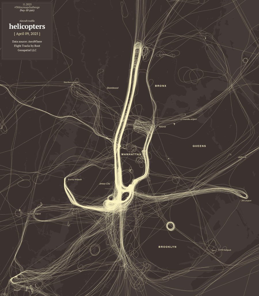 TmarcoH's tweet image. How helicopters sketch-out Manhattan. A personal project (with a little story behind) for the #30daymapchallenge learn more about it on my blog: mhinfographics.github.io/maps