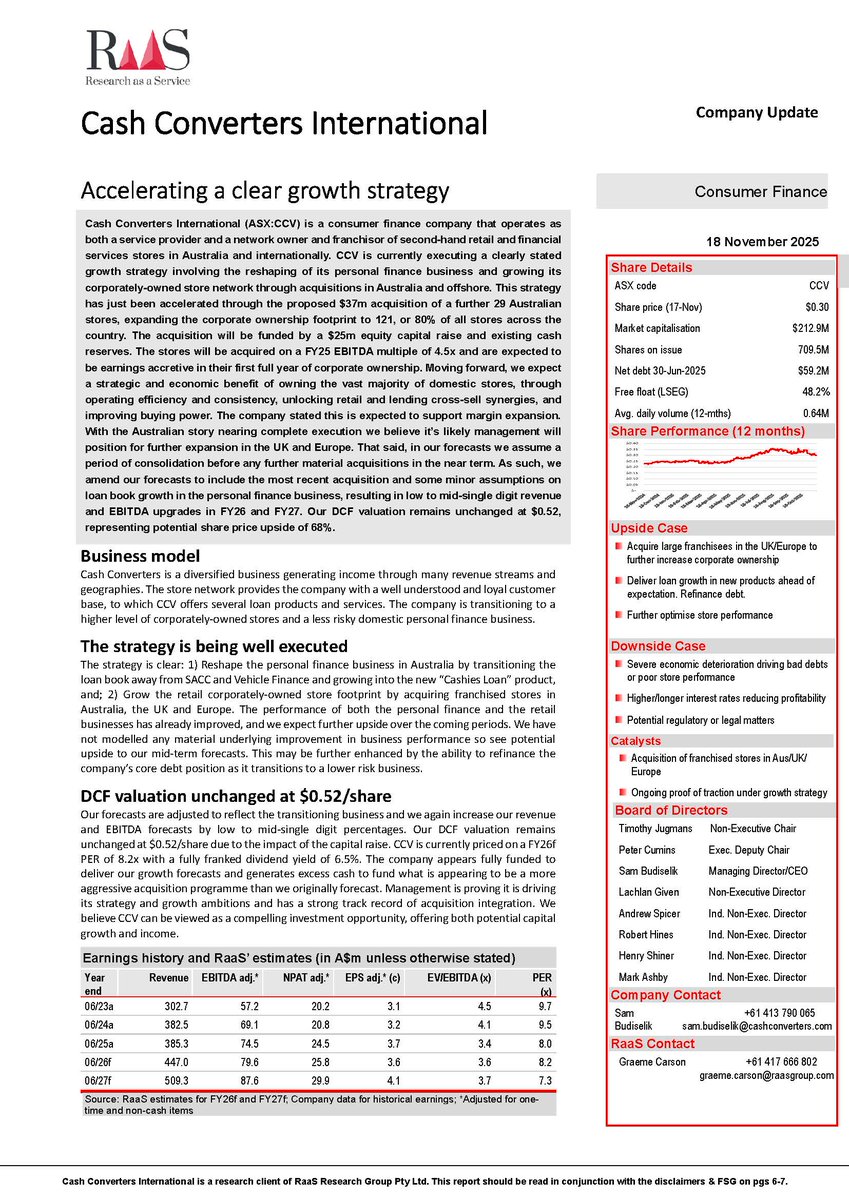 We have a new report out on Cash Converters $CCV which can be downloaded in full at raasgroup.com/live/