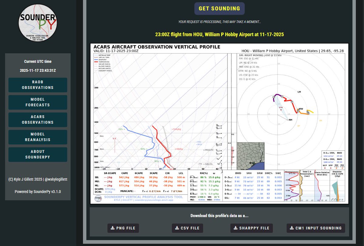 Definitely should've been working on other things today but nevertheless, you can now save sounding data to a file (as .csv, sharppy, and CM1 input_sounding) on the web app!