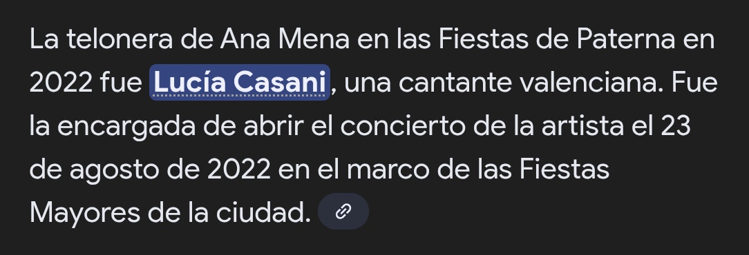 Ahora caigo en que vi a Lucía Casani en directo en las fiestas de Paterna 2022 cuando fue a cantar Ana Mena #OTGala9