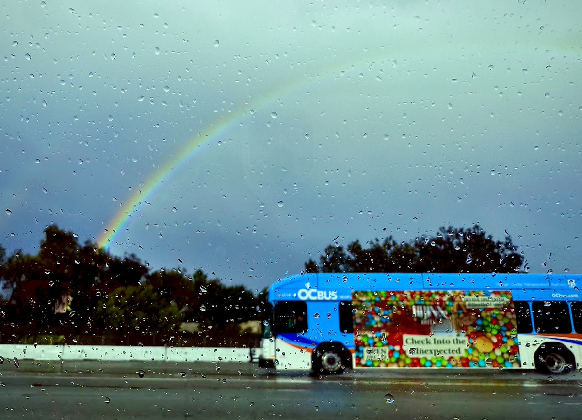 RideOCBus's tweet image. Proof that rainy days can still bring good views. 🌈🌧️ Please travel safely and stay dry!