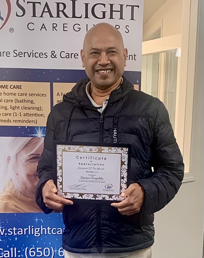 StarLightCare's tweet photo. Starlight proudly recognizes Lopi Fangaloka as our November Caregiver of the Month! Lopi consistently goes above and beyond to provide compassionate, reliable, and professional care, learn more. https://t.co/BQTX1CEXc6 https://t.co/9DyCRAc3ll
