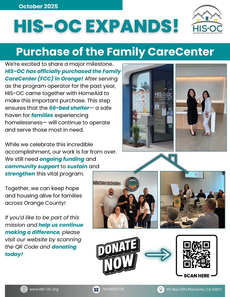 Homeless_Int_OC's tweet image. HIS-OC October Snapshot: 43 individuals served in transitional programs, 3 households moved into permanent housing, 405 members supported through CalAIM, 73 households connected to resources, and 18 families sheltered at the FCC. We also purchased the Family CareCenter and more!!