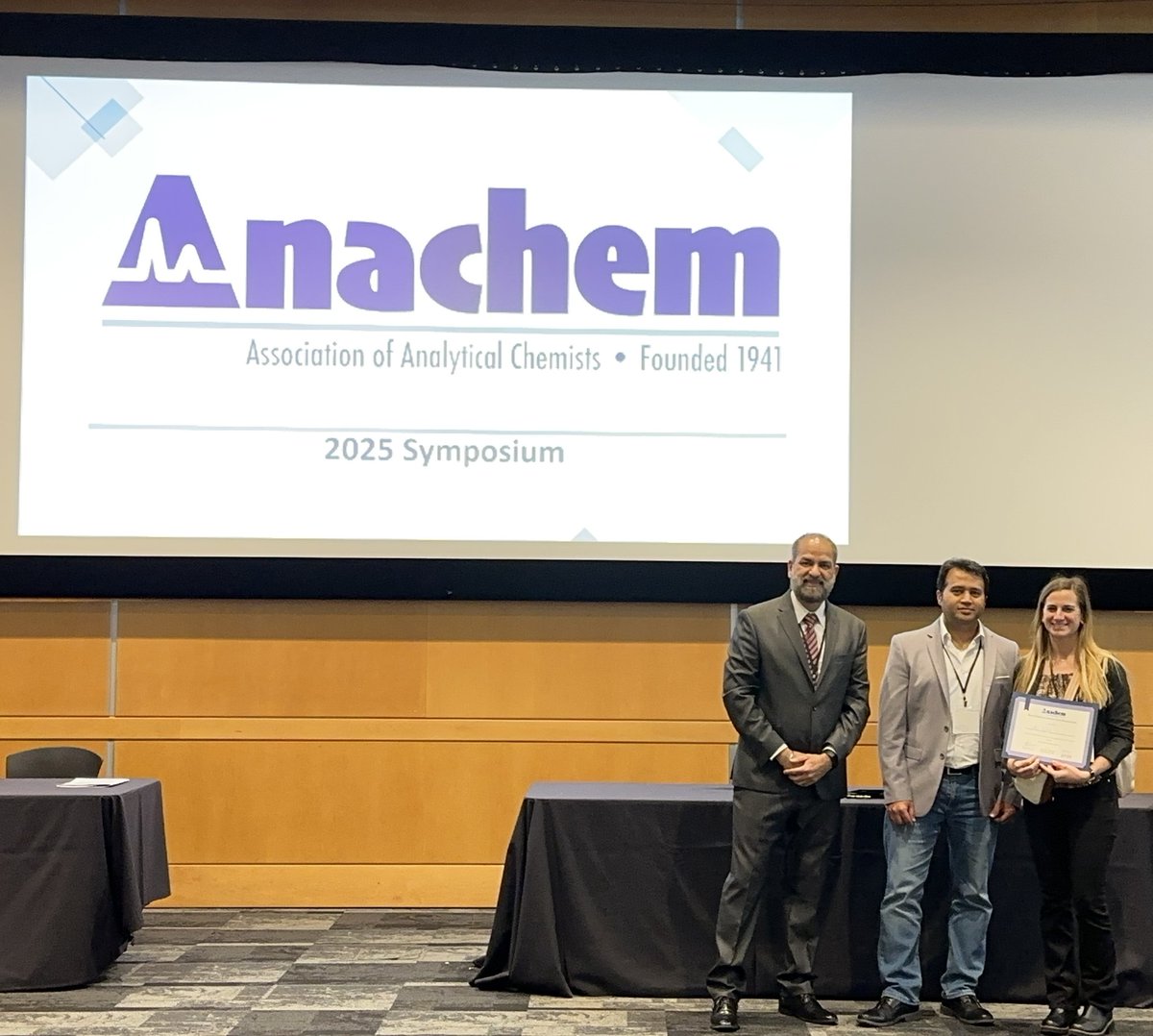 <a href="/ChemistryToledo/">UTChemistry</a> was well represented by analytical students at the 2025 Anachem Symposium <a href="/Anachem_MI/">Anachem</a>. Dr. Alja Contala of the Kirchhoff lab received a best oral presentation award on the identification of contaminants in horticultural irrigation water &amp; runoff. <a href="/UToledo_NSM/">UToledo NSM</a>