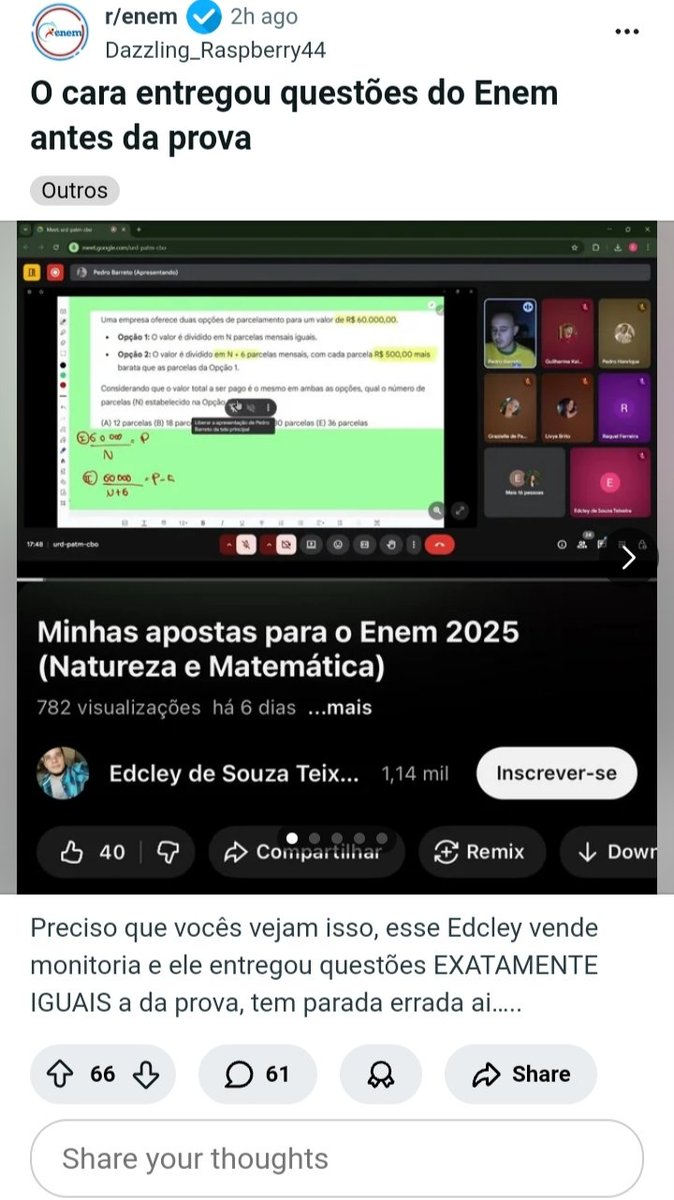 kaseiares_'s tweet image. Vocês viram isso aqui?

Fica meio difícil competir com quem recebe as questões (com resposta) dias antes da aplicação da prova
