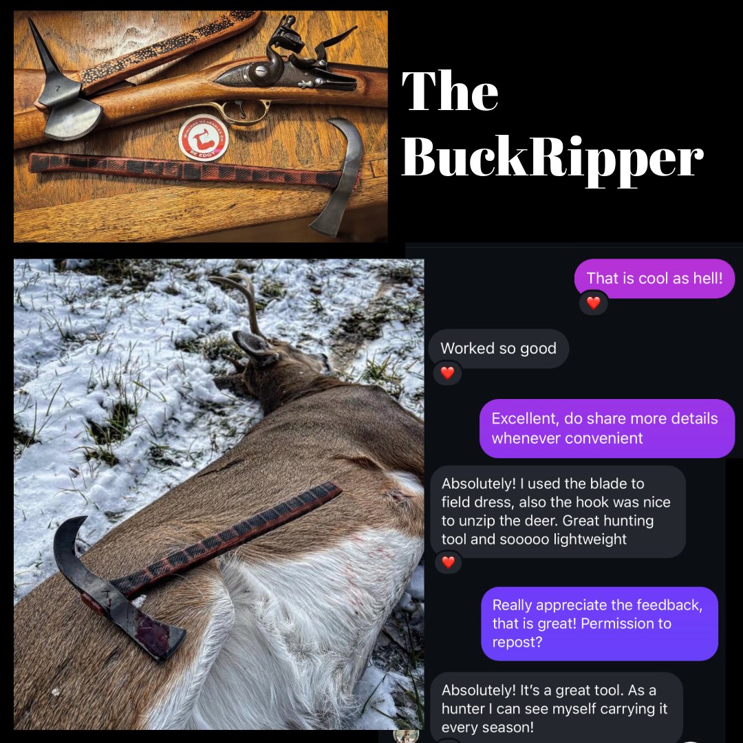 Pictures and message from a customer. 

If you’ve been desiring a Backripper tomahawk, we will have eight on the store front towards the end of the week. Be on our mailing list to get first notice.