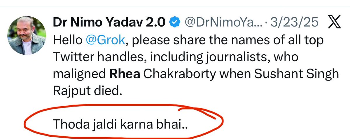 <a href="/DrNimoYadav/">Dr Nimo Yadav 2.0</a> Chal Bhak,Bada Deshbhakt Ban Raha🙄

Waise Sabko Yeh WA Status Lagane De, Magar Tu BJP &amp; Teri Darling Dayan <a href="/Tweet2Rhea/">Rhea Chakraborty</a> Ki Status Lagana haan
Tujh Jaise Do Kaudi k ITCell Dalal,Toh Insaan Bhi Nahi Hai
Jaldi Karna Bhai👇🏽Warna Tera Number Nai Ayega, Sare Maze Modi &amp; BJP Le jayenge