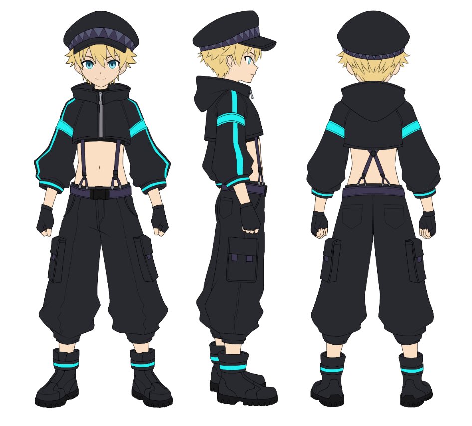 UnknownVtuber's tweet image. おはようございます！
銀河タイチくんの色まで塗りました。
三面図なので影は塗りません。
次は立ち絵の方描いていきます。

#おはようVtuber