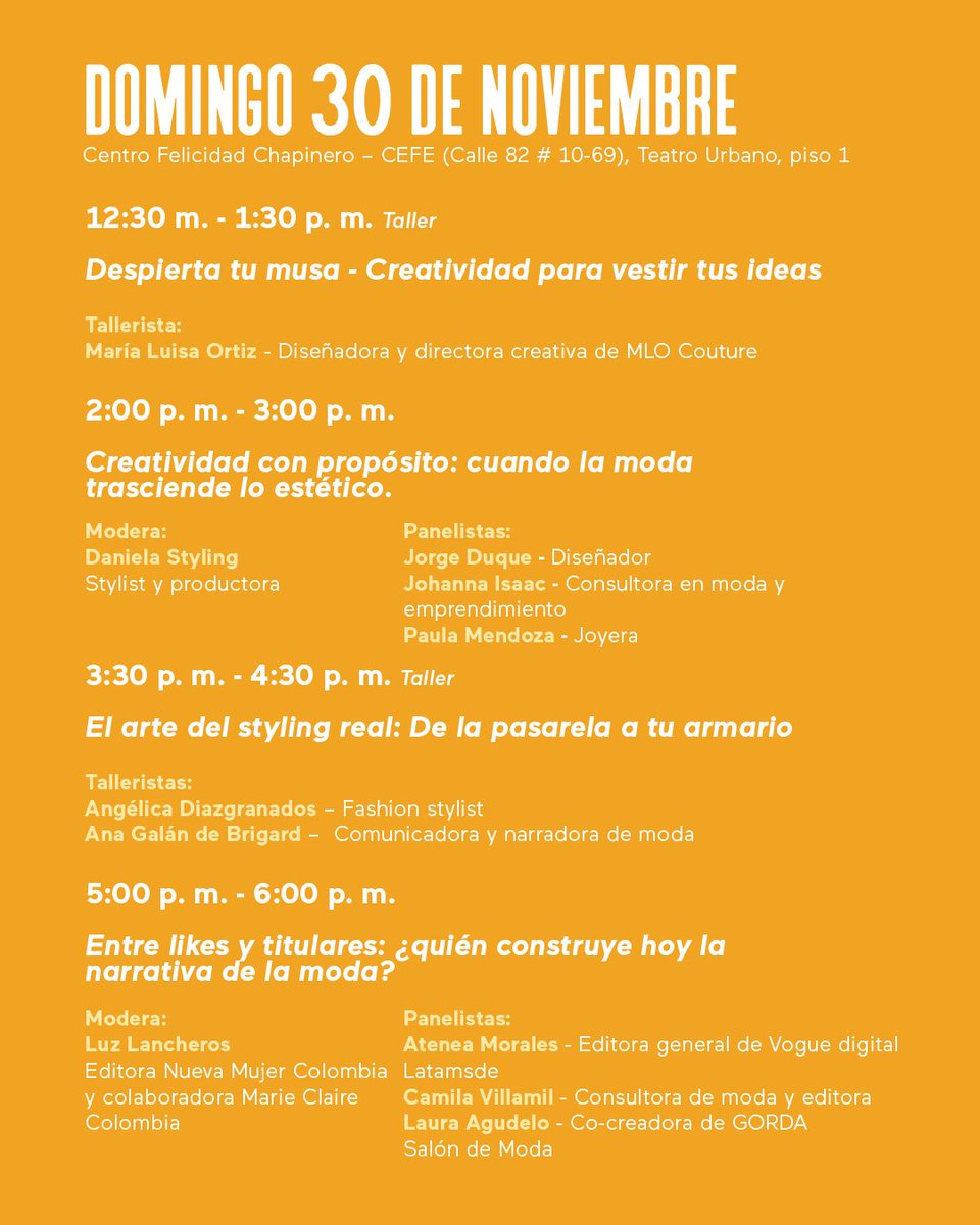 Con una curaduría de <a href="/codigomalva_/">Código Malva</a> en los dos primeros espacios, esta programación cuenta con invitados de gran relevancia que abordan temáticas esenciales para la moda hoy.