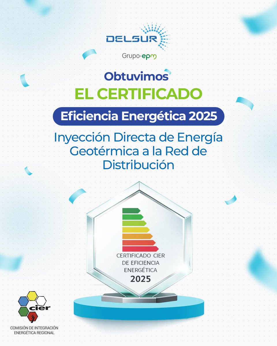Agradecemos a <a href="/CIER_Energia/">CIER - Comisión de Integración Energética Regional</a>  por otorgarnos el Certificado CIER de Eficiencia Energética, un reconocimiento que reafirma nuestro compromiso con el progreso sostenible de El Salvador.

Este logro destaca dos de nuestras iniciativas más importantes:
🔹 Inyección directa de energía