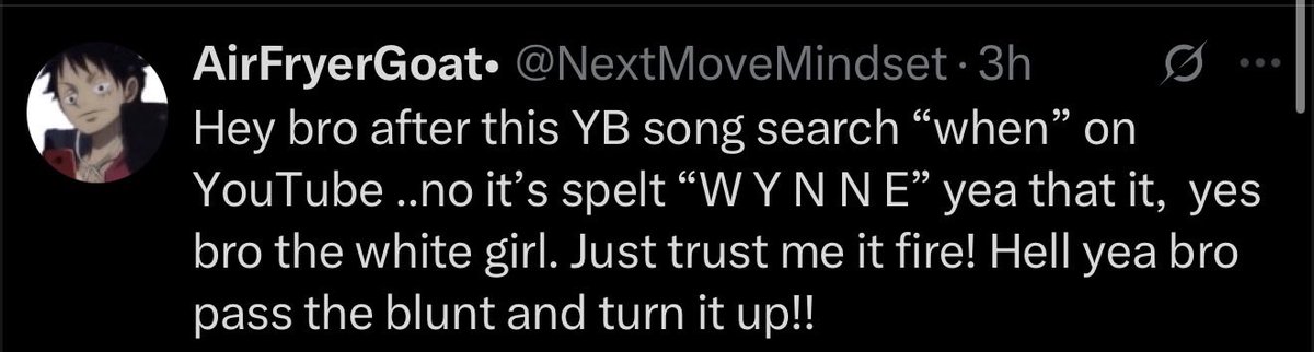 I hate twitter sometimes

Genuinely listen to peak and be like “nawww that white gurl trashhhh brohhh” like keep listening to YB weirdos