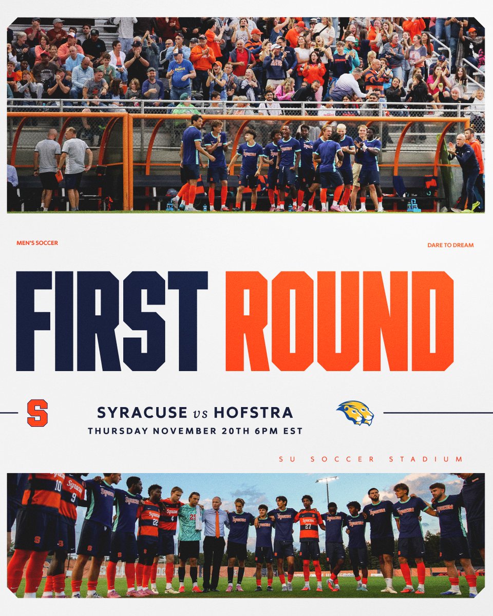 CuseMSOC's tweet image. The stage is set⭐️

🆚Hofstra
📅Thurs. Nov. 20
⏰6pm EST
📍SU Soccer Stadium
📽️ACC Network Extra
🎟️$10 (on sale soon)

#DareToDream