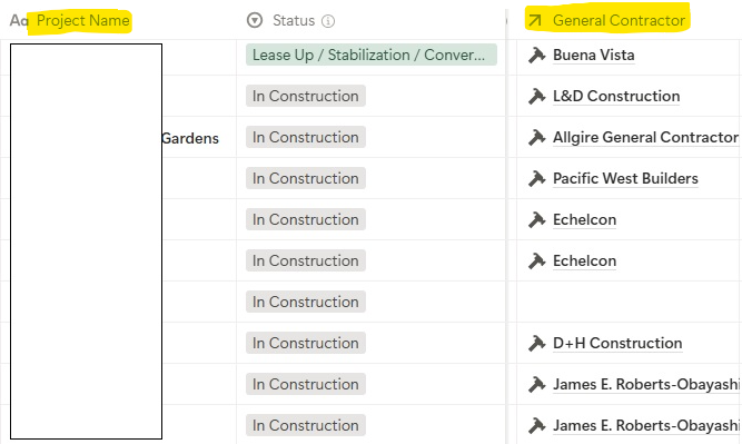 RE_Notion's tweet image. Why Connected (Relational) Databases Matter

We manage our real estate development pipeline in Notion, which has the ability to connect databases together. 

Each of our development project is linked to its General Contractor through a relational database.  

This simple…