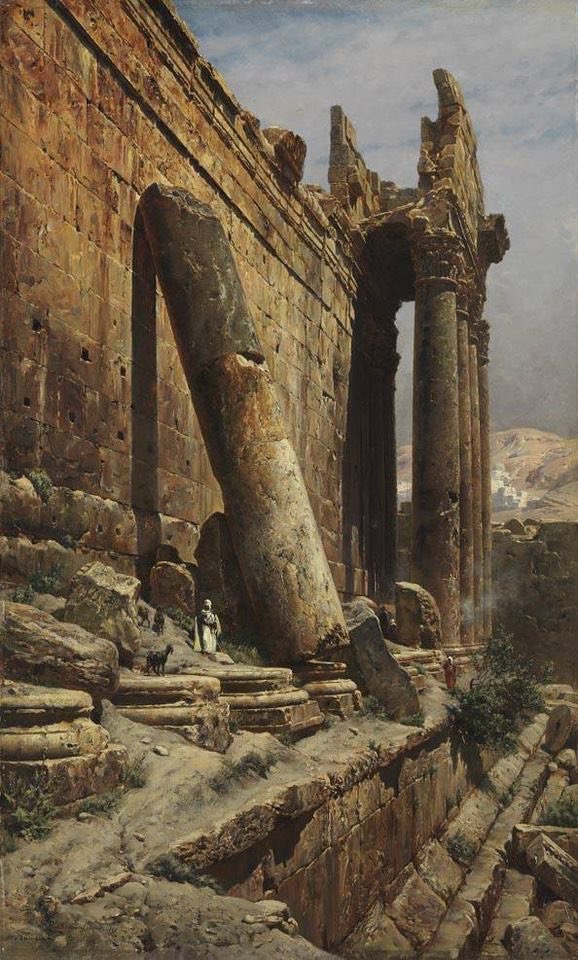 SeekAfterBeauty's tweet image. The Temple Ruins in Baalbek (1882), by Gustav Bauernfeind